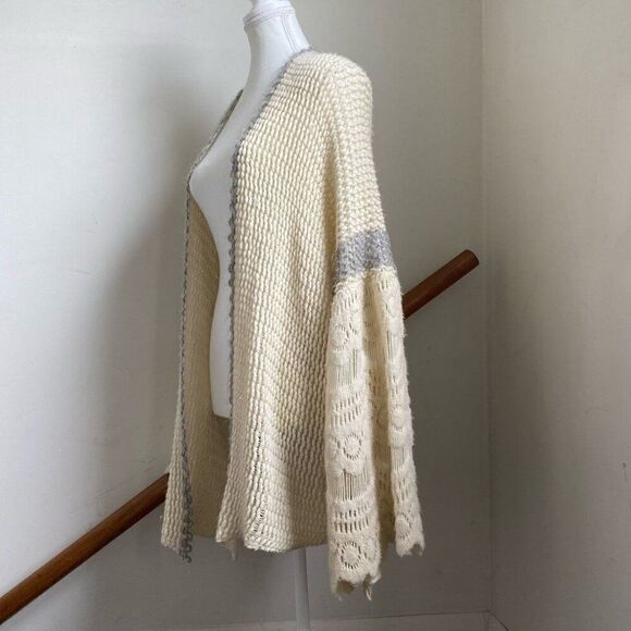 Anthropologie Boho Romantic Knit Crochet Cardigan Sweater Oversized One Size - Picture 6 of 10